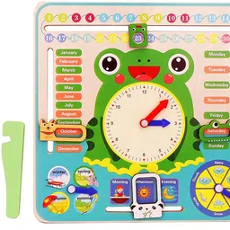 7 in 1 Multi Functional Wooden Calender Clock with Sliders Preschool Educational Toy Learning Toys for 3 Years Old Kids-image-71
