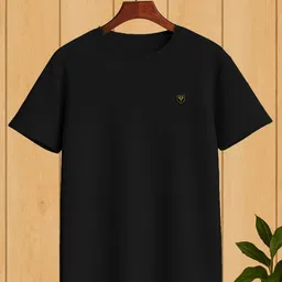 yazole Men Solid Round Neck Cotton Blend Black T-Shirt-picture-20