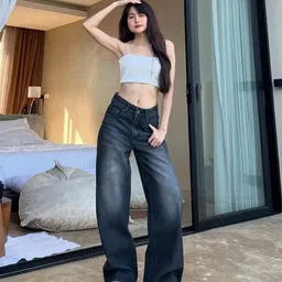 ristey Women Relaxed Fit High Rise Black Jeans image 4