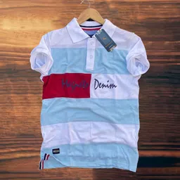 magneto Men Colorblock Polo Neck Pure Cotton Blue T-Shirt image 1