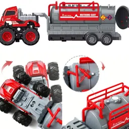 zuuluzrs 1:43 Scale Model Fictiion Powered Fire Rescue Watering Cart Trailer Truck Toy image 5