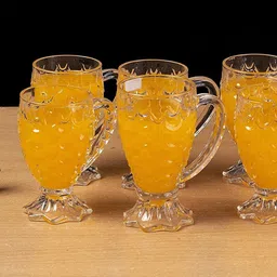 inviolable (Pack of 6) 250 ml Pineapple Shape Handle Glass for Water Juice Cold Drink for Home Glass Set Water/Juice Glass image 5