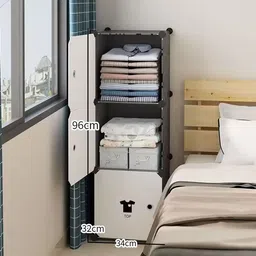 sasimo 3-Door 3-Shelf Plastic kids Collapsible Cupboard PC Collapsible Wardrobe-picture-41