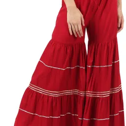 muffly Women Flared Maroon Viscose Rayon Trousers-picture-12