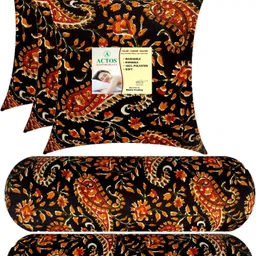 actos Combo Set Of 3 Cushion And 2 Microfibre Floral Bolster Pack of 5 image 1