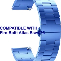 ACM WSM37Y22BL3103 Watch Strap Metal Steel 22mm for Fire-Boltt Atlas Bsw075 Smartwatch Belt Blue Smart Watch Strap-image-2