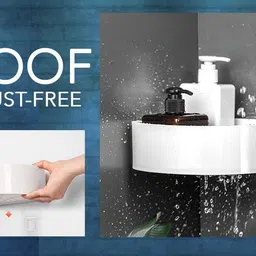 hxoset COMBO OF 6 PCS ( 3 Bathroom Shelves + 3 Corner Shelf Bathroom Plastic Wall Shelf image 3