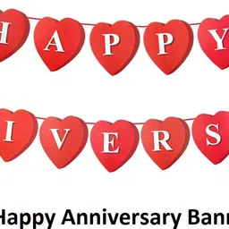 flick in Happy Anniversary Heart Shape Banner Red Heart Shape Love Banner Room Decoration Banner image 2