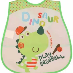 yellow bee Waterproof Bib – Cute Dinosaur Playing Baseball image 3