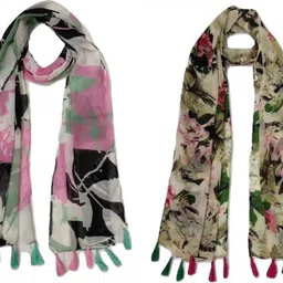 Printed Chiffon Women Multicolor Stole, Scarf, Fancy Scarf-image-5