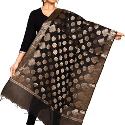 naveera Cotton Silk Woven Black Women Dupatta image 1