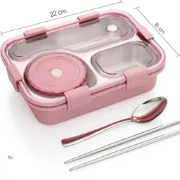 kello Stainless Steel Airtight Leak Proof Tiffin Box with Mini Container Inside K138 3 Containers Lunch Box image 5