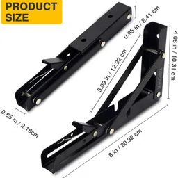 mebiso B-Folding Shelf Brackets,8 Inch Heavy Duty Collapsible Shelf Bracket, Black 20 Shelf Bracket image 2