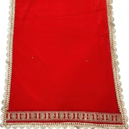 navti creations Velvet Embellished Red, Gold Men Dupatta image 5