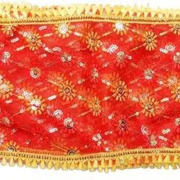 caaspy MATA Chunri / Chunni /Devi Maa Chunri / Durga Devi Chunri / Laxmi Mata Chunri With Golden Embroidery Lace Work For Various Hindu Pooja / Puja Dress-picture-13