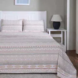 maspar Peach Geometric Print 144 TC Cotton Double Bed Sheet with 2 Pillow Covers Sensory Bloom Collection-picture-35