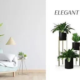 giftglobal metal Plant Stand for Indoor Living Planter Pots (Set of 3 Flower Pots, Black) Plant Container Set image 3