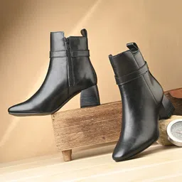 dressberry Trendy Black Heel details Stylish Casual Boots for Women Boots For Women-picture-22