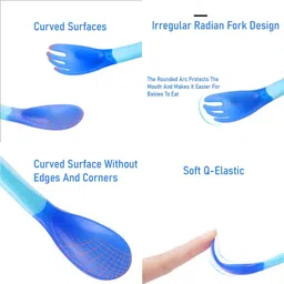 nanny penny 2PCS Infant Baby Fork and Spoon Set Baby Feeding Learning Temperature Sensing- Silicone image 3