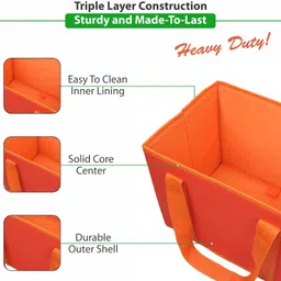 double r bags Heavy Duty Waterproof Shopping Bag – Large Foldable Grocery Pack of 2 Grocery Bags image 3