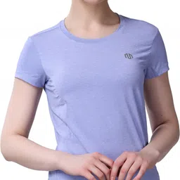 monstabolic Women Solid Round Neck Polyester Purple T-Shirt-picture-28