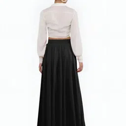 pramukh enterprise Women Dyed Flared Black Skirt image 2