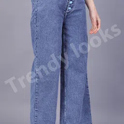 trendy looks Women Boot-Leg High Rise Light Blue Jeans image 3