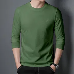 supersquad Men Solid Round Neck Pure Cotton Green T-Shirt-picture-24