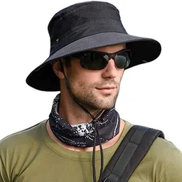 AlexVyan Hat Cap Round Crown SunVisor Hat for Men UV Protection Wide Brim Summer-image-9