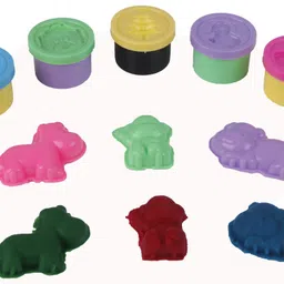 ratnas Premium Quality Smooth & Soft Rainbow Dough for kids to Mould and Create different objects.(7 Dough Containers and 3 moulds) image 4