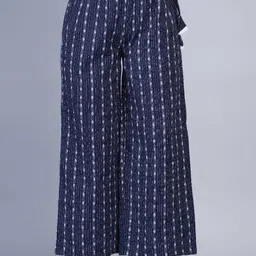 welcomekurti Women Relaxed Blue Pure Cotton Trousers image 3