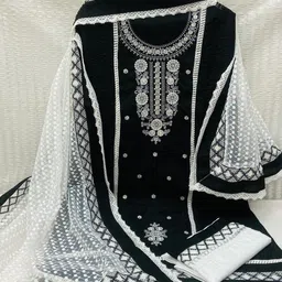 vineedarsh Unstitched Cotton Blend Salwar Suit Material Embroidered-picture-22