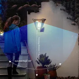 tryka Tryka® Solar Outdoor Light with Motion Sensor, 2-in-1 Wall Mount and Garden Stake, LED Lantern with Polycrystalline Panel, Black image 3