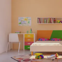 adona Cherokee Multicolor Kids Student Desk with 4 Handle Less Drawers in Light Woodgrain Mango Yellow Colour-picture-16