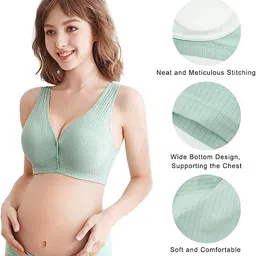 wave fashion Nursing Bras for Breastfeeding Cotton Wireless Maternity Bra Seamless Support Front Snap Padded Bralettes image 3