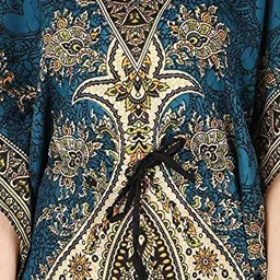 ukal Women's V-Neck Kaftan Dresses Tunic Kimono Maxi Caftan Plus Size Lounge Dress image 4