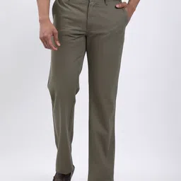 indian terrain Men Regular Fit Green Pure Cotton Trousers-picture-26