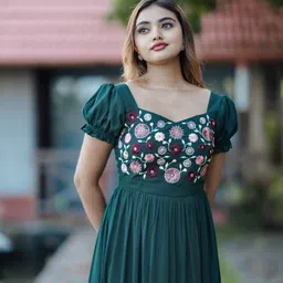 muskan fab Women Fit and Flare Black Midi/Calf Length Dress image 4