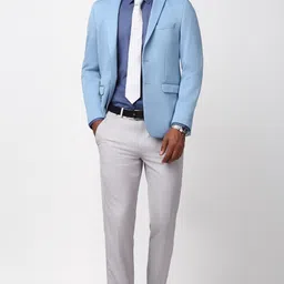 peter england Men Self Design Single Breasted Formal Blazer image 3