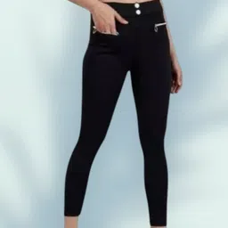 empracee Women Comfort Fit Black Cotton Blend Trousers-picture-13