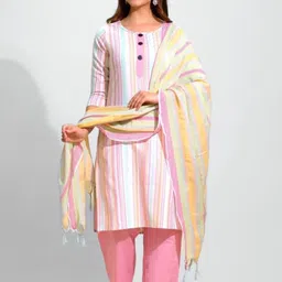 Women Khadi Cotton Kurta Pant Set-image-78