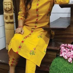 kirtitex Women Self Design Cotton Blend A-line Kurta image 1