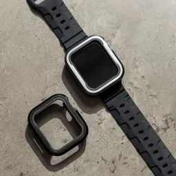 DailyObjects Black Tough Fit Apple Watch Series Case (45mm) 4.84 mm Silicone Watch Strap image 4