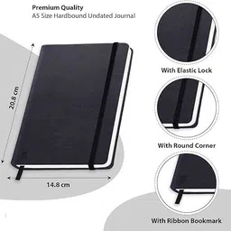 kizagiftworks Premium A5 Black Leather Notebook – Executive Office Journal with 200 RuledPages A5 Notebook Single rule 200 Pages image 2