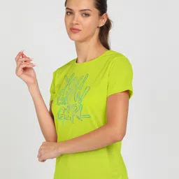 shashvi Women Typography Round Neck Polyester Light Green T-Shirt image 3