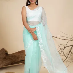 TEEJH Embroidered Organza Saree-picture-15