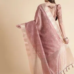 Mitera Striped Woven Design Zari Organza Saree image 3