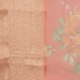 Anouk Red & Yellow Floral Organza Saree image 5