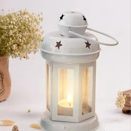 wacky Decorative Hanging Tealight Candle Holder Indoor outdoor Home Decoration for Gifts White Iron Table Lantern image 3