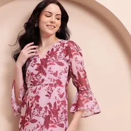 mast & harbour Women A-line Pink Midi/Calf Length Dress-picture-10
